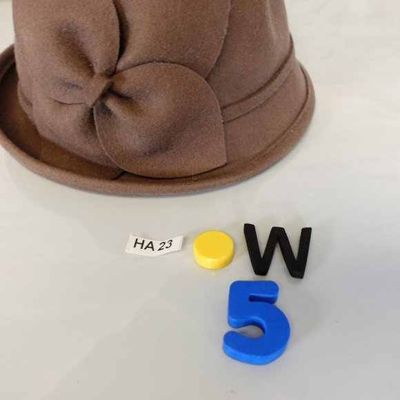 CC Exclusive Hats Women Wool Crushable Felt Cloche Floral Designer Elegant Brown - Picture 9 of 9